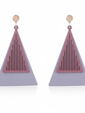 Womens Purple Metal Triangle Earrings